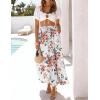 ZESICA Women’s 2026 Summer Bohemian Floral Printed Elastic Waist A Line Maxi Skirt with Pockets(Newwhite)