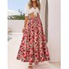 ZESICA Women’s 2026 Summer Bohemian Floral Printed Elastic Waist A Line Maxi Skirt with Pockets(Vintagepink)