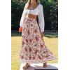 ZESICA Women’s 2026 Summer Bohemian Floral Printed Elastic Waist A Line Maxi Skirt with Pockets(White)