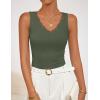 ZESICA Womens 2026 Summer V Neck Tank Tops Spring Sleeveless Lace Trim Ribbed Knit Casual Going Out Cami Shirts(Armygreen)