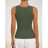 ZESICA Womens 2026 Summer V Neck Tank Tops Spring Sleeveless Lace Trim Ribbed Knit Casual Going Out Cami Shirts(Armygreen)