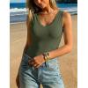 ZESICA Womens 2026 Summer V Neck Tank Tops Spring Sleeveless Lace Trim Ribbed Knit Casual Going Out Cami Shirts(Armygreen)