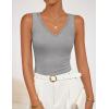ZESICA Womens 2026 Summer V Neck Tank Tops Spring Sleeveless Lace Trim Ribbed Knit Casual Going Out Cami Shirts(Grey)
