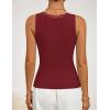 ZESICA Womens 2026 Summer V Neck Tank Tops Spring Sleeveless Lace Trim Ribbed Knit Casual Going Out Cami Shirts(Wine)