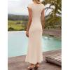 ZESICA Women’s Formal Cocktail Maxi Dress 2026 Summer Elegant Cap Sleeve Cowl Neck Wedding Guest Bodycon Long Dresses(Apricot)