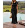 ZESICA Women’s Formal Cocktail Maxi Dress 2026 Summer Elegant Cap Sleeve Cowl Neck Wedding Guest Bodycon Long Dresses(Black)