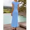 ZESICA Women’s Formal Cocktail Maxi Dress 2026 Summer Elegant Cap Sleeve Cowl Neck Wedding Guest Bodycon Long Dresses(Blue)