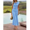 ZESICA Women’s Formal Cocktail Maxi Dress 2026 Summer Elegant Cap Sleeve Cowl Neck Wedding Guest Bodycon Long Dresses(Blue)