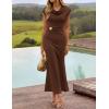 ZESICA Women’s Formal Cocktail Maxi Dress 2026 Summer Elegant Cap Sleeve Cowl Neck Wedding Guest Bodycon Long Dresses(Coffee)
