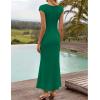 ZESICA Women’s Formal Cocktail Maxi Dress 2026 Summer Elegant Cap Sleeve Cowl Neck Wedding Guest Bodycon Long Dresses(Green)