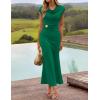 ZESICA Women’s Formal Cocktail Maxi Dress 2026 Summer Elegant Cap Sleeve Cowl Neck Wedding Guest Bodycon Long Dresses(Green)