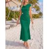 ZESICA Women’s Formal Cocktail Maxi Dress 2026 Summer Elegant Cap Sleeve Cowl Neck Wedding Guest Bodycon Long Dresses(Green)