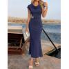 ZESICA Women’s Formal Cocktail Maxi Dress 2026 Summer Elegant Cap Sleeve Cowl Neck Wedding Guest Bodycon Long Dresses(Navy)