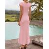 ZESICA Women’s Formal Cocktail Maxi Dress 2026 Summer Elegant Cap Sleeve Cowl Neck Wedding Guest Bodycon Long Dresses(Pink)