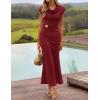 ZESICA Women’s Formal Cocktail Maxi Dress 2026 Summer Elegant Cap Sleeve Cowl Neck Wedding Guest Bodycon Long Dresses(Wine)