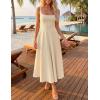 ZESICA Women‘s 2026 Summer Sleeveless Midi Dress Square Neck Flowy A Line Casual Beach Vacation Long Dresses with Pockets(Apricot)