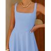 ZESICA Women‘s 2026 Summer Sleeveless Midi Dress Square Neck Flowy A Line Casual Beach Vacation Long Dresses with Pockets(Blue)