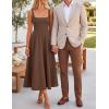 ZESICA Women‘s 2026 Summer Sleeveless Midi Dress Square Neck Flowy A Line Casual Beach Vacation Long Dresses with Pockets(Brown)