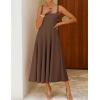 ZESICA Women‘s 2026 Summer Sleeveless Midi Dress Square Neck Flowy A Line Casual Beach Vacation Long Dresses with Pockets(Brown)
