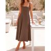 ZESICA Women‘s 2026 Summer Sleeveless Midi Dress Square Neck Flowy A Line Casual Beach Vacation Long Dresses with Pockets(Brown)