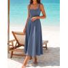 ZESICA Women‘s 2026 Summer Sleeveless Midi Dress Square Neck Flowy A Line Casual Beach Vacation Long Dresses with Pockets(Dusty Blue)