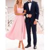 ZESICA Women‘s 2026 Summer Sleeveless Midi Dress Square Neck Flowy A Line Casual Beach Vacation Long Dresses with Pockets(Pink)