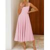 ZESICA Women‘s 2026 Summer Sleeveless Midi Dress Square Neck Flowy A Line Casual Beach Vacation Long Dresses with Pockets(Pink)