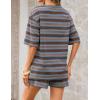 ZESICA Womens Summer 2 Piece Short Sets Striped Oversized Matching Lounge Airport Travel Workout Beach Vacation Outfits(Blue)