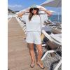 ZESICA Womens Summer 2 Piece Short Sets Striped Oversized Matching Lounge Airport Travel Workout Beach Vacation Outfits(Light Blue)