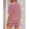 ZESICA Womens Summer 2 Piece Short Sets Striped Oversized Matching Lounge Airport Travel Workout Beach Vacation Outfits(Red)