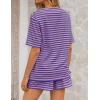 ZESICA Womens Summer 2 Piece Short Sets Striped Oversized Matching Lounge Airport Travel Workout Beach Vacation Outfits(Rose)