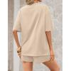 ZESICA Womens Summer 2 Piece Short Sets Striped Oversized Matching Lounge Airport Travel Workout Beach Vacation Outfits(Solid Apricot)
