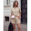 ZESICA Womens Summer 2 Piece Short Sets Striped Oversized Matching Lounge Airport Travel Workout Beach Vacation Outfits(Solid Apricot)