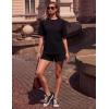 ZESICA Womens Summer 2 Piece Short Sets Striped Oversized Matching Lounge Airport Travel Workout Beach Vacation Outfits(Solid Black)