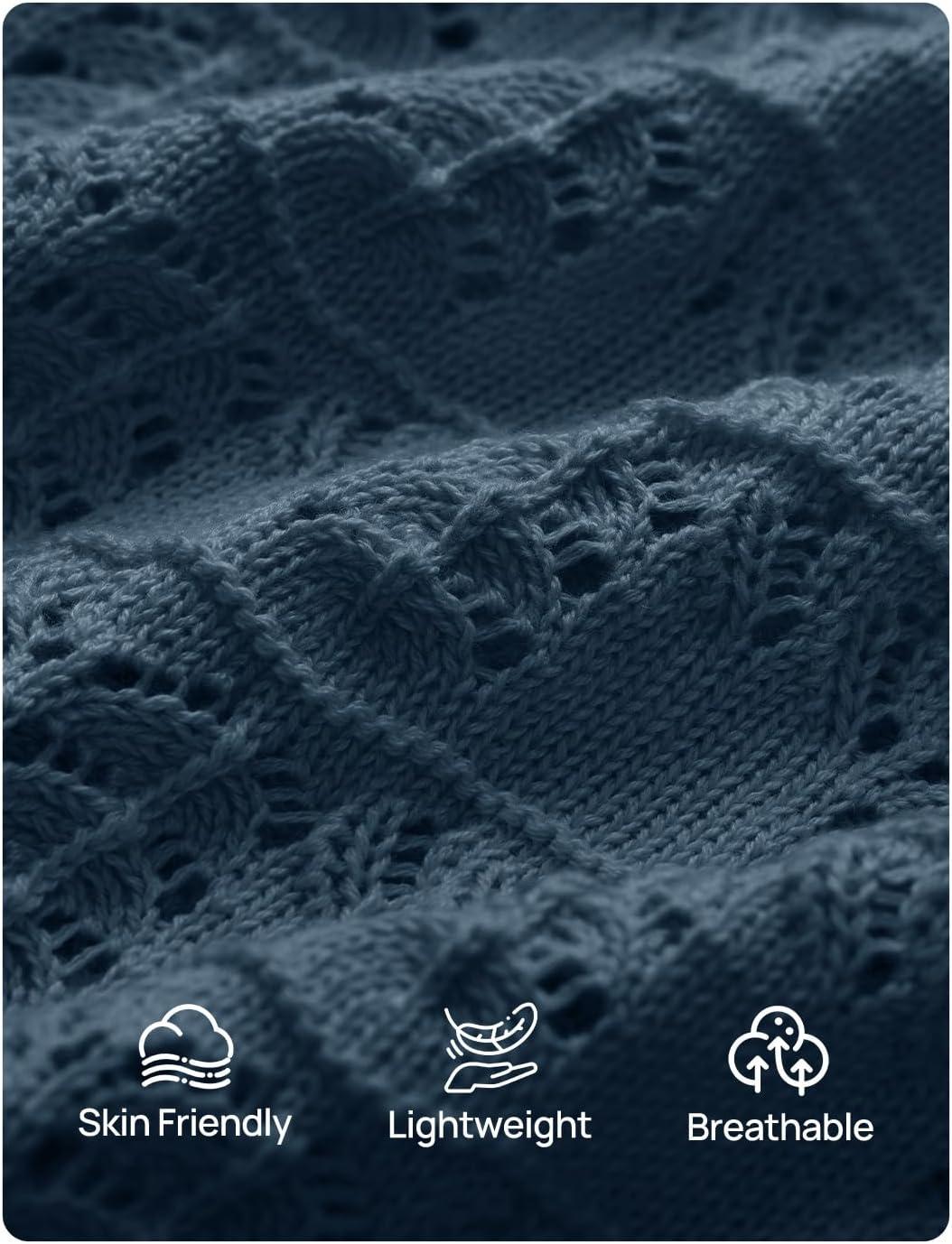 imageZESICA Womens Crochet Short Sleeve Sweaters 2026 Summer Casual Crewneck Hollow Out Tops Beach Vacation Shirts OutfitsDarkblue