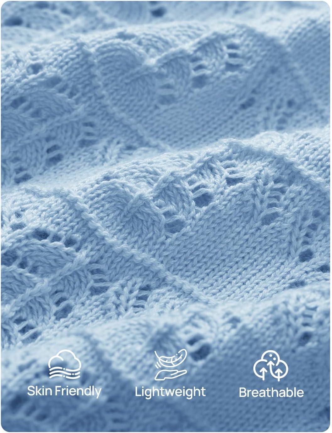 imageZESICA Womens Crochet Short Sleeve Sweaters 2026 Summer Casual Crewneck Hollow Out Tops Beach Vacation Shirts OutfitsLightblue
