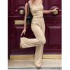 ZESICA Women’s 2026 Summer 2 Piece Vacation Outfits Strapless Crop Tube Tops and Wide Leg Pants Travel Matching Sets(Apricot)