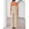 ZESICA Women’s 2026 Summer 2 Piece Vacation Outfits Strapless Crop Tube Tops and Wide Leg Pants Travel Matching Sets(Apricot)