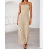 ZESICA Women’s 2026 Summer 2 Piece Vacation Outfits Strapless Crop Tube Tops and Wide Leg Pants Travel Matching Sets(Apricot)