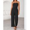 ZESICA Women’s 2026 Summer 2 Piece Vacation Outfits Strapless Crop Tube Tops and Wide Leg Pants Travel Matching Sets(Black)