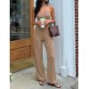 ZESICA Women’s 2026 Summer 2 Piece Vacation Outfits Strapless Crop Tube Tops and Wide Leg Pants Travel Matching Sets(Khaki)