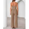 ZESICA Women’s 2026 Summer 2 Piece Vacation Outfits Strapless Crop Tube Tops and Wide Leg Pants Travel Matching Sets(Khaki)