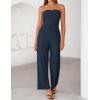 ZESICA Women’s 2026 Summer 2 Piece Vacation Outfits Strapless Crop Tube Tops and Wide Leg Pants Travel Matching Sets(Navy)