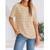 ZESICA Women’s Crochet Short Sleeve Sweaters 2026 Summer Casual Crewneck Hollow Out Tops Beach Vacation Shirts Outfits(Apricot)