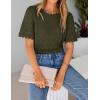 ZESICA Women’s Crochet Short Sleeve Sweaters 2026 Summer Casual Crewneck Hollow Out Tops Beach Vacation Shirts Outfits(Armygreen)