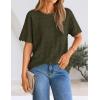 ZESICA Women’s Crochet Short Sleeve Sweaters 2026 Summer Casual Crewneck Hollow Out Tops Beach Vacation Shirts Outfits(Armygreen)