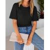 ZESICA Women’s Crochet Short Sleeve Sweaters 2026 Summer Casual Crewneck Hollow Out Tops Beach Vacation Shirts Outfits(Black)