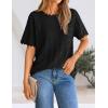 ZESICA Women’s Crochet Short Sleeve Sweaters 2026 Summer Casual Crewneck Hollow Out Tops Beach Vacation Shirts Outfits(Black)