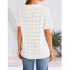 ZESICA Women’s Crochet Short Sleeve Sweaters 2026 Summer Casual Crewneck Hollow Out Tops Beach Vacation Shirts Outfits(White)