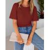 ZESICA Women’s Crochet Short Sleeve Sweaters 2026 Summer Casual Crewneck Hollow Out Tops Beach Vacation Shirts Outfits(Wine)